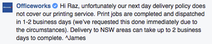 Officeworks Process issue